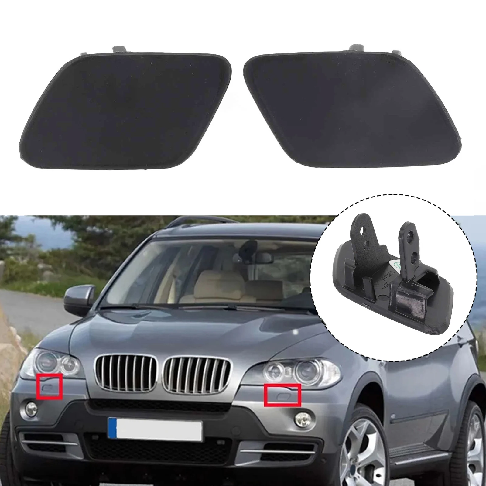 Подходит для BMW E70 2007-2012 1 пара крышка форсунки омывателя фар распылительная