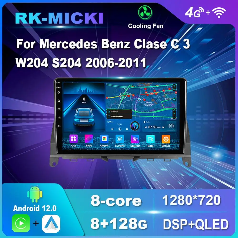 

9 Inch Android 12.0 For Mercedes Benz Clase C 3 W204 S204 2006-2011 Multimedia Player Auto Radio GPS Carplay 4G WiFi Bluetooth