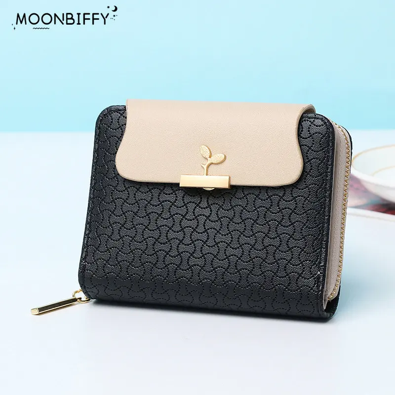 

New Women Wallet Leaf Hasp Clutch Brand Designed Student Leather Mini Coin Purse Female Card Holder Money Carteras Para Mujer