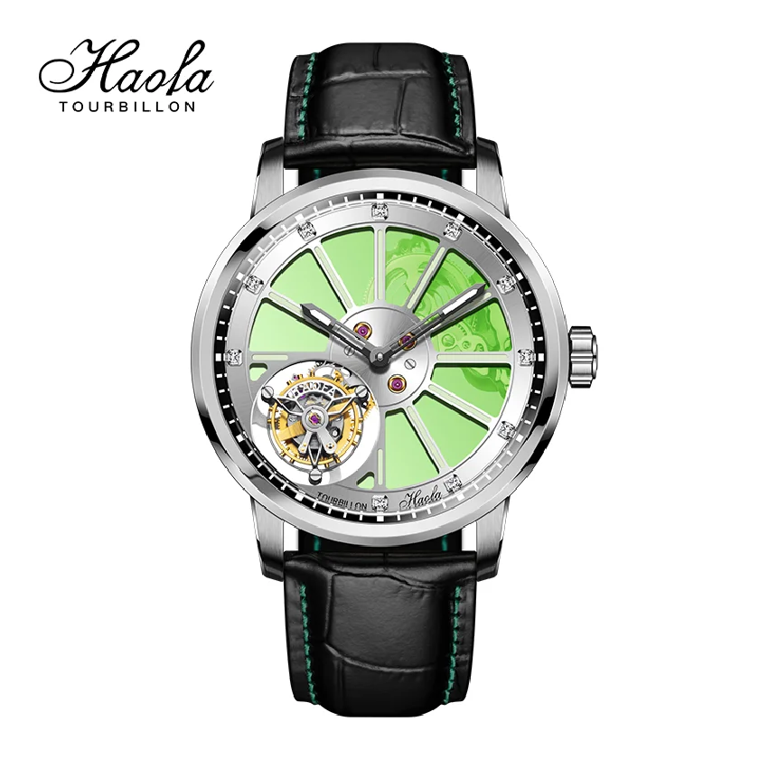 

Haofa Luxury Brand Real Tourbillon Mechanical Watch Men Sapphire Flying Skeleton Movement Watches Mens 2021 montres m��caniques