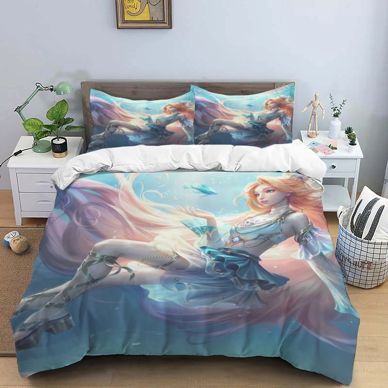 

Набор постельного белья LOL KDA из трех предметов с принтом, модные детские или взрослые постельные принадлежности, покрывала, наволочки, Комплект постельного белья, подарок