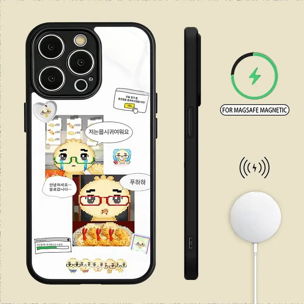 Милый чехол для телефона A-Angyeongmandu K Dumpling для iPhone 17, 16, 15, 14, 13, 12, 11 Plus, Pro Max, магнитный, для беспроводной зарядки Magsafe (art.: 3920da8b23e3b) - 3920da8b23e3b