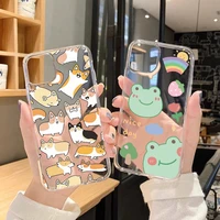 cute funny frog dog case for samsung s20ultra s8 s9 s20fe s10e s21 s10 plus s7 edge note 9 8 20 10 lite s20 silicone clear cover