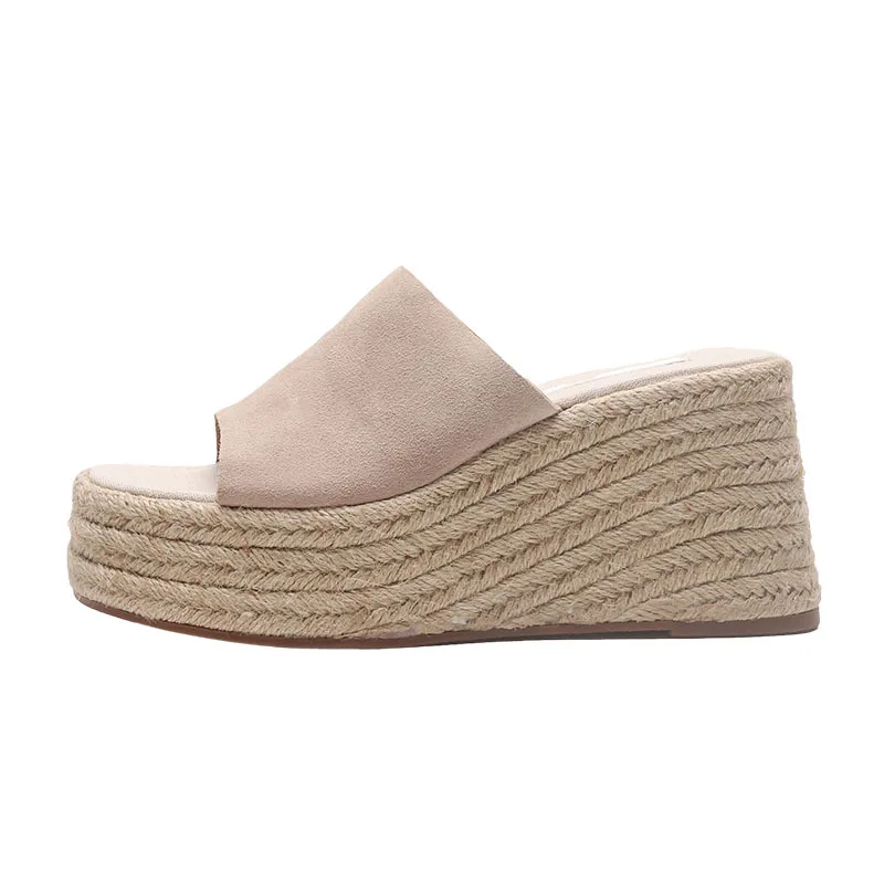 

Women Espadrilles Flatform Wedges Sandals Shoes For Women Casual Leisure Slip On Slides Mules Summer Beach Comfy Heeed Shoes