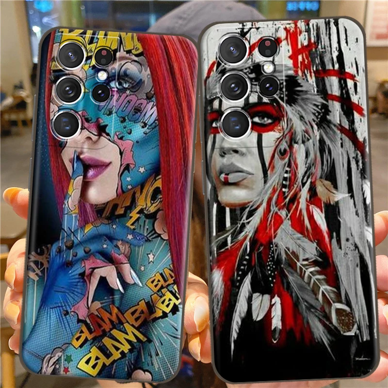 

Watercolor Beauty Painting For Samsung S22 Ultra S22 Plus Soft Silicon Back Phone Cover Protective Black Tpu Case Soft Carcasa
