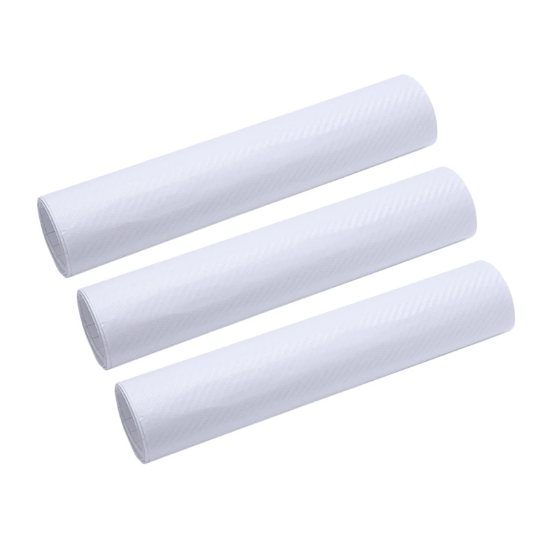 

3X DIY 30X127 3D Carbon Fiber Decal Vinyl Film Wrap Roll Adhesive Car Sticker Sheet Transparent