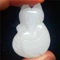 white natural afghanistan fox jade pendant necklace china hand carving jewelry fashion amulet men women gifts jade statue