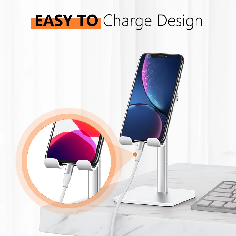 OMOTON Cell Phone Holder Desk Aluminum Stand For Phone Desktop Lazy Bedside Universal Support Stand Flexible Metal Support
