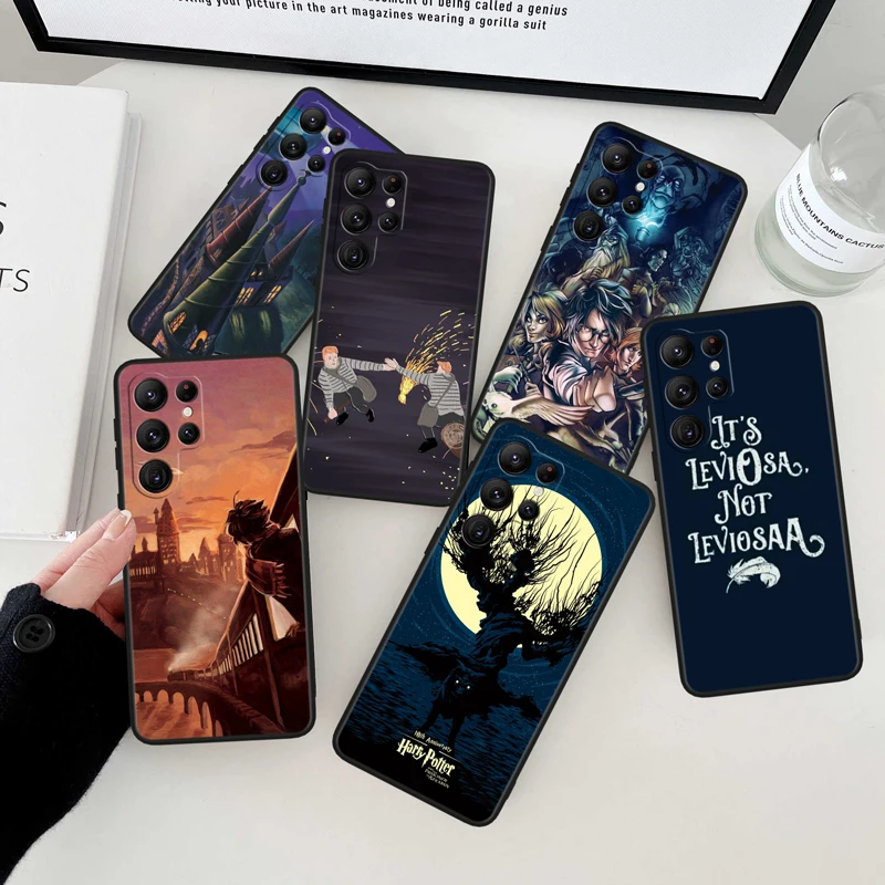 

Potters Cartoon Magic Boy Wand Art Black Phone Case For Samsung Galaxy S23 S22 S21 S20 FE Ultra Pro Lite S10 S10E S9 Plus 5G