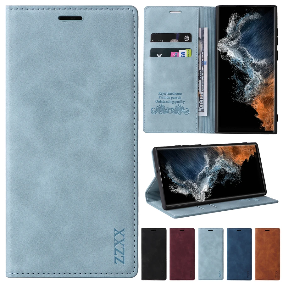 

Wallet Skin Feel Flip Leather Case For Samsung Galaxy A12 A13 A50 A51 A52 A52S A53 S22 S21 S20 Plus Ultra FE S10E S10 S9 S8 Plus