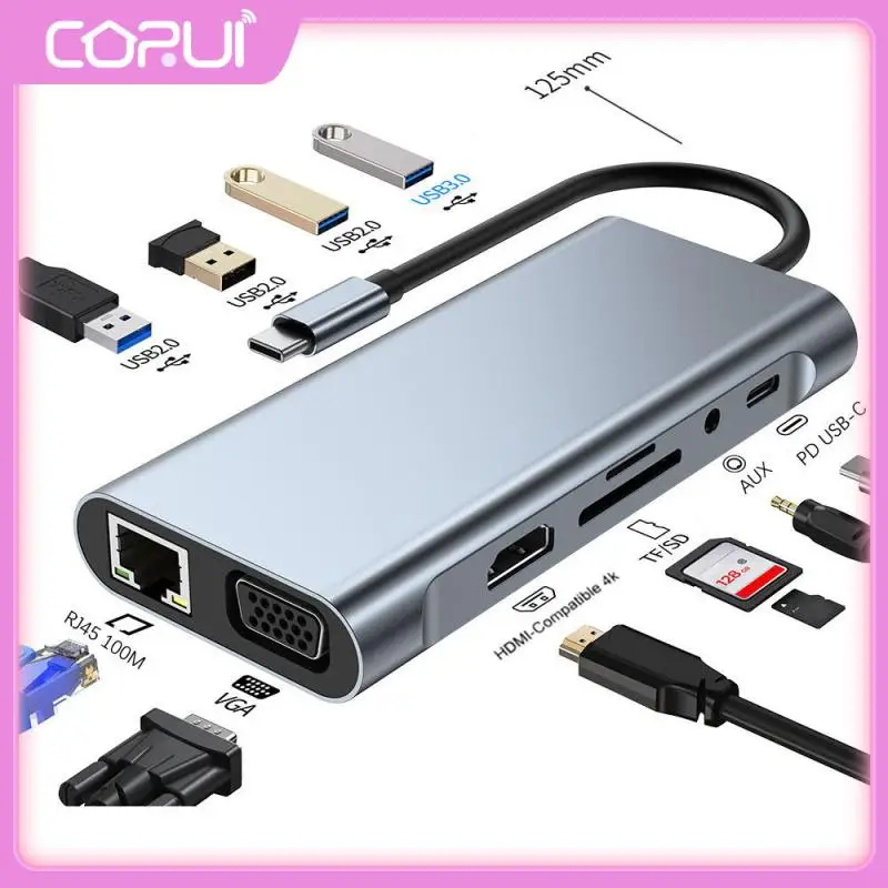 

Aluminum Alloy Computer Hub Multi Functional Computer Converter Portable Fast Charging Docking Station Converter Usb 3.0 4k