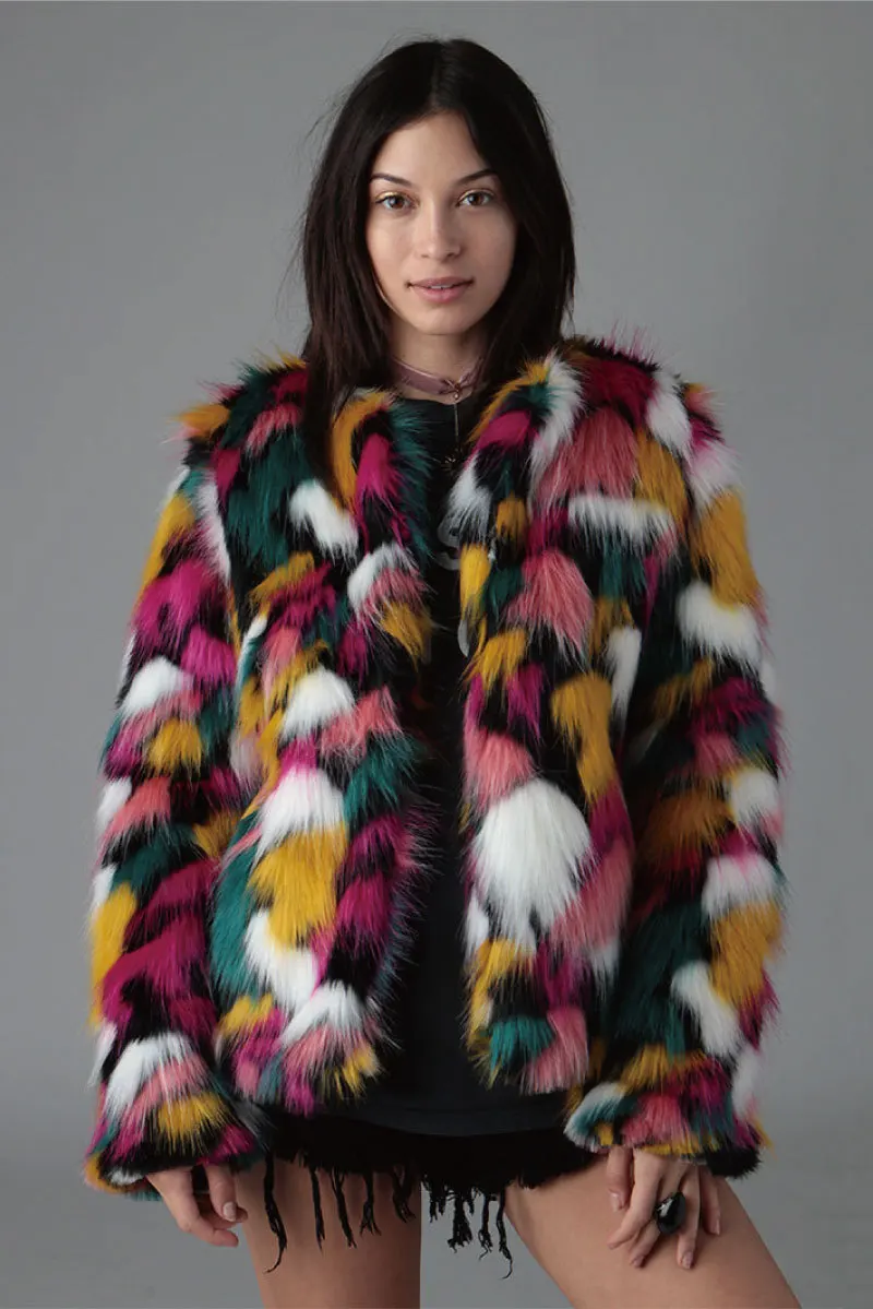 Fur Coat Women Autumn and Winter Color Faux Fur Coat Women Winter Coat Women