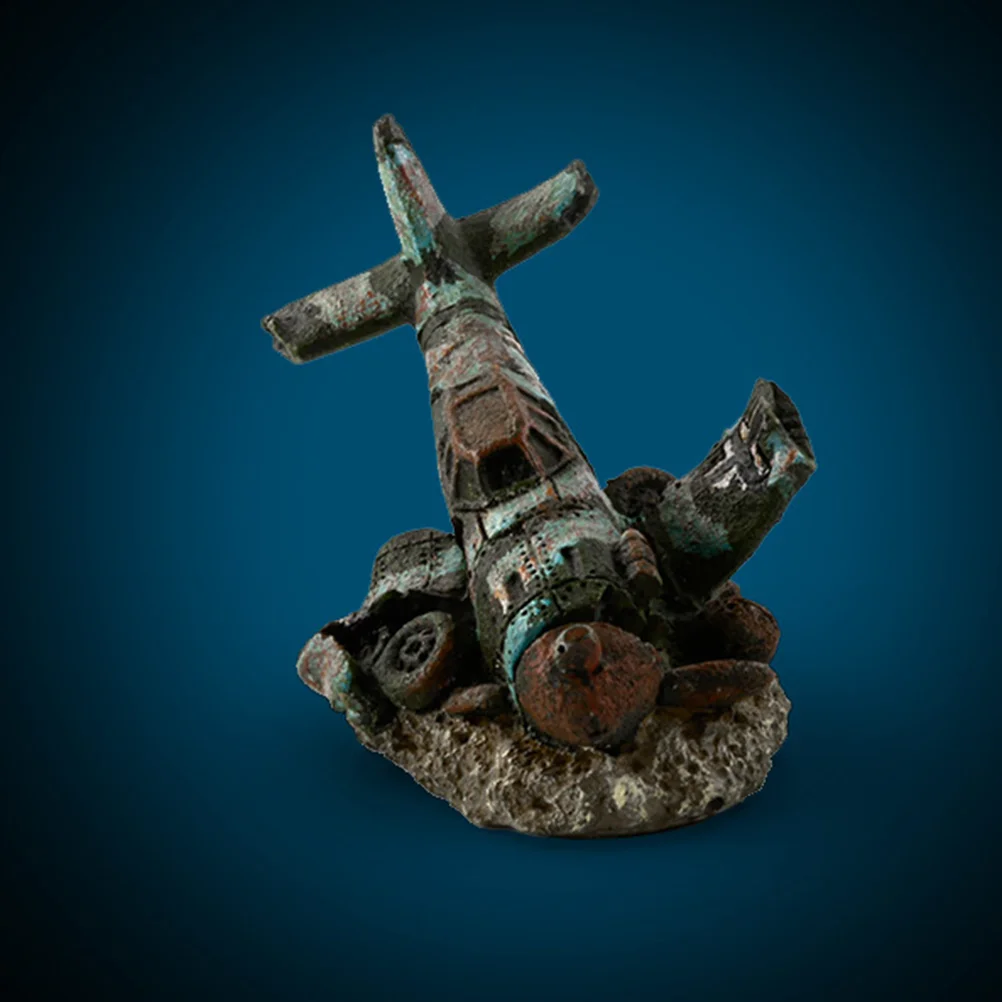 Миниатюрный полимерный самолёт для аквариума искусственный самолет украшение