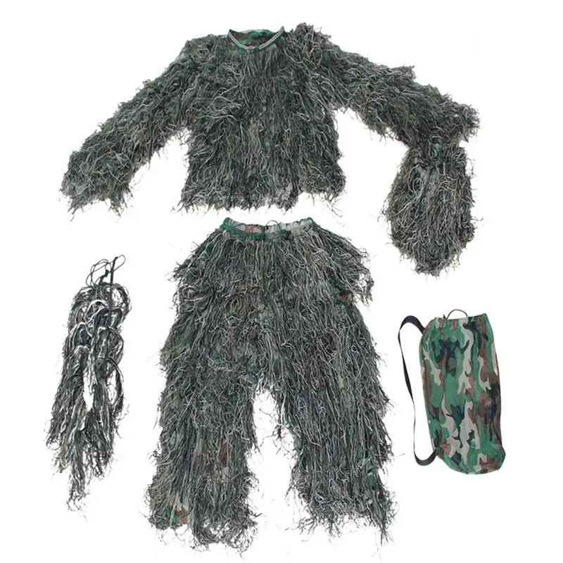 

3D Ghillie Suit Jungle Camouflage Geely Clothing CS Withered Grass Training Clothing Polyester Full Cover Hunting Suits Hot Sale