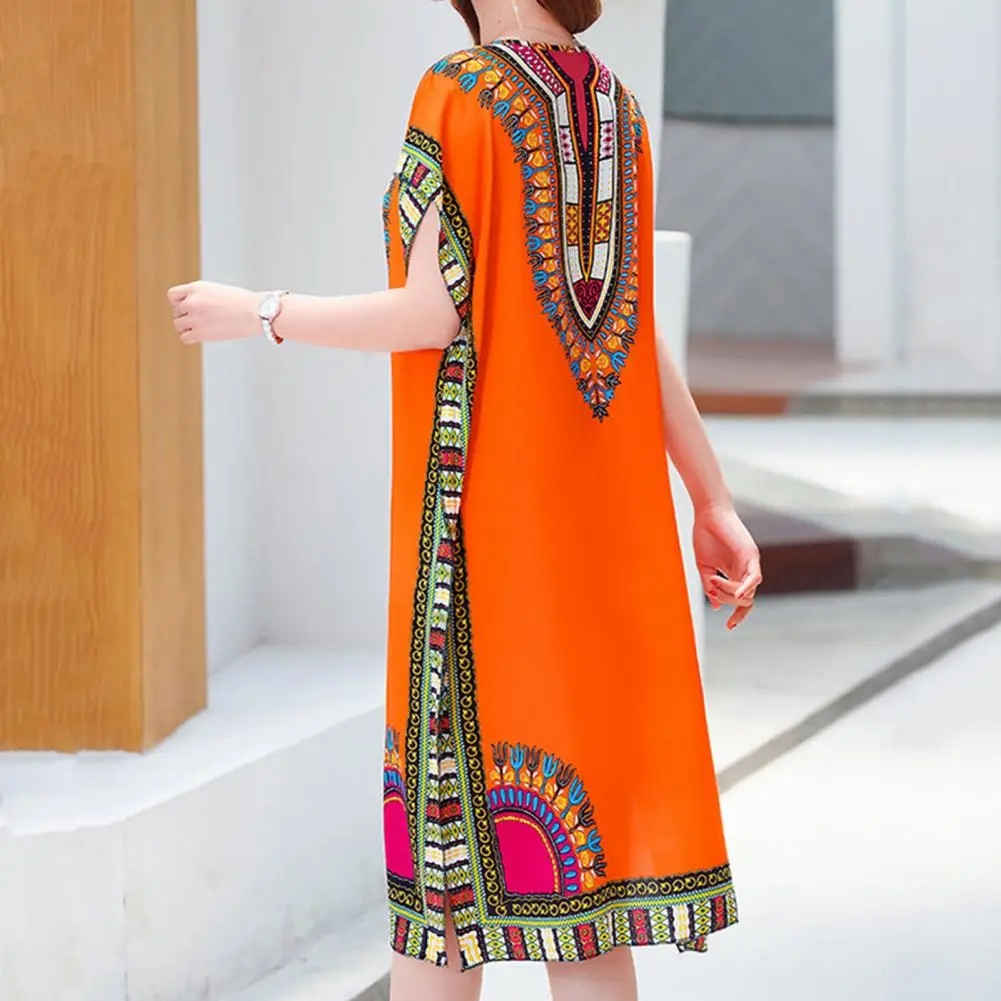 

Красивое женское платье средней длины, удобное платье контрастных цветов с круглым вырезом, женское платье из полиэстера