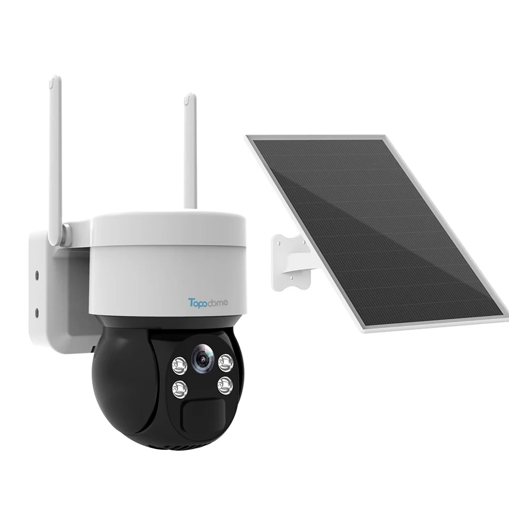 Топодом 3МП WiFi 4G SIM TF Карта Голосовая интерком-система с пониженным энергопотреблением Солнечная панель Батарея Обнаружение PIR-датчика противопаводковой светильник на открытом воздухе PTZ IP-камера.