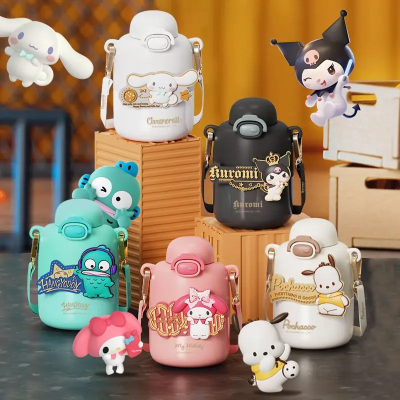 

Kawaii Cartoon Sanrios 2023 New Thermoses Cup Kuromi Pochacco My Melody Hangyodon Cinnamoroll Outdoor High Capacity Portable Cup