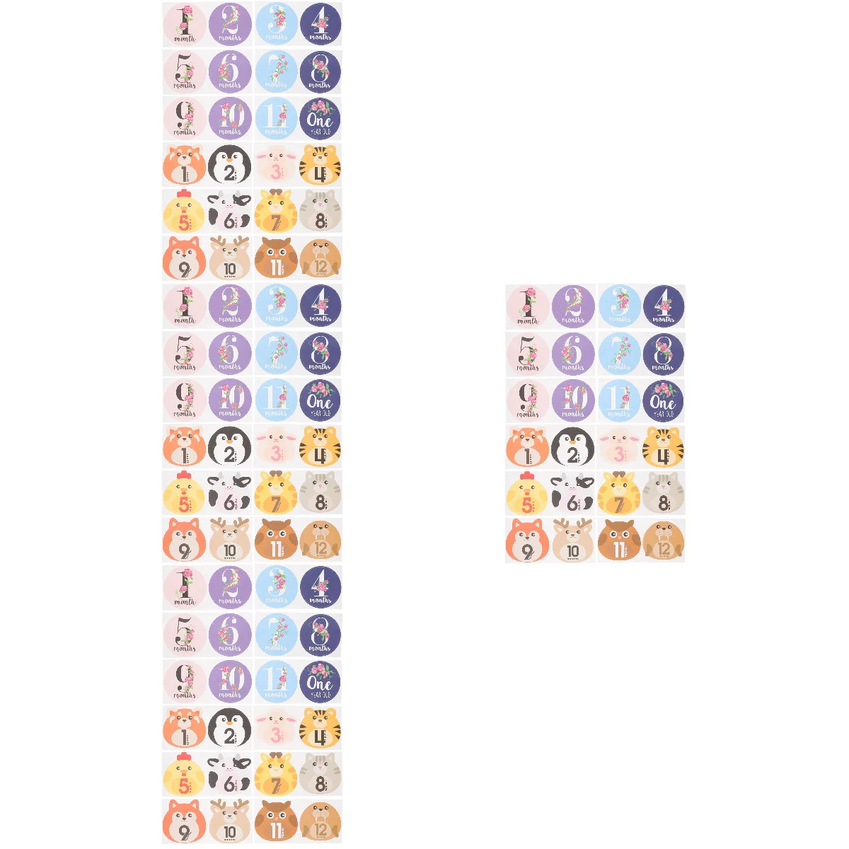 

96 pcs Newborn Baby Milestone Decals Cartoon Animals Milestone Sticker Decoration