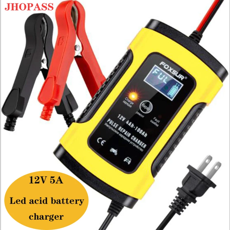

Smart 12V 5A High Quality Motorcycle Car Pulse Repair Lead Acid battery Charger with LCD Display input 100V to 240V charger