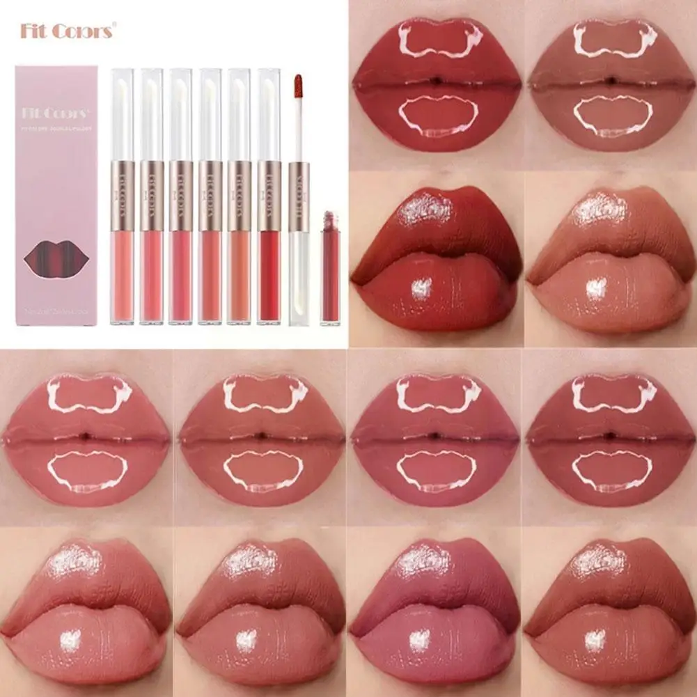 

Double-ended Lip Glaze Withthe Bright Oil Lipstick Products Cosmetics Cup Makeup Gloss Non-stick Lip Waterproof Makeup Whol F0h4
