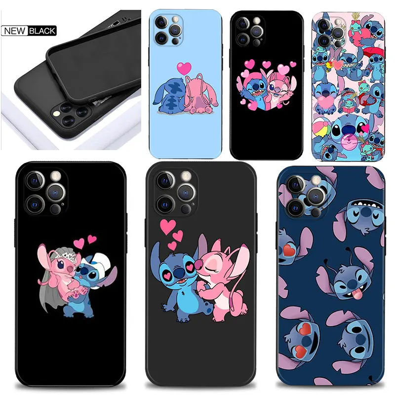 

Phone Case For iPhone 11 12 13 14 Pro Max Cover 6 6S 7 8 Plus X XS Max XR SE 12 13 Mini Coque Stitch and his girlfriend angel
