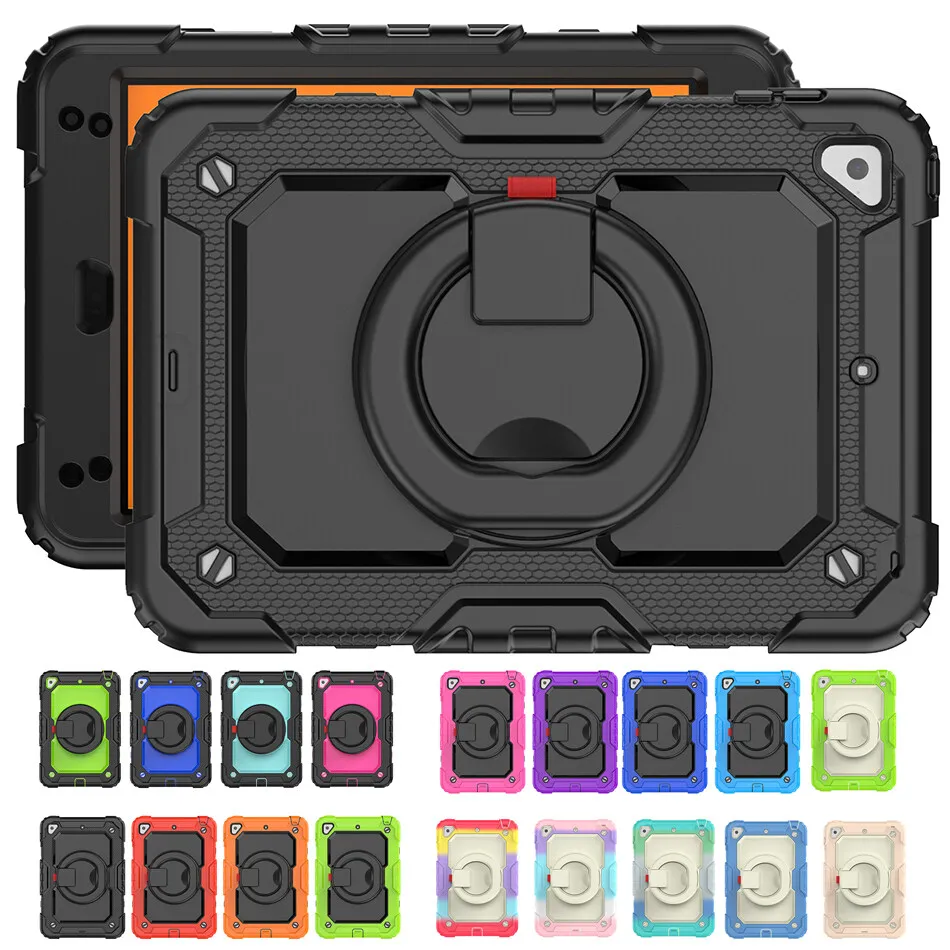 

360 Degree Rotation Kickstand Shockproof Silicone Case for iPad Mini 4 Mini 5 Kids Safe Back Cover with Portable Handle