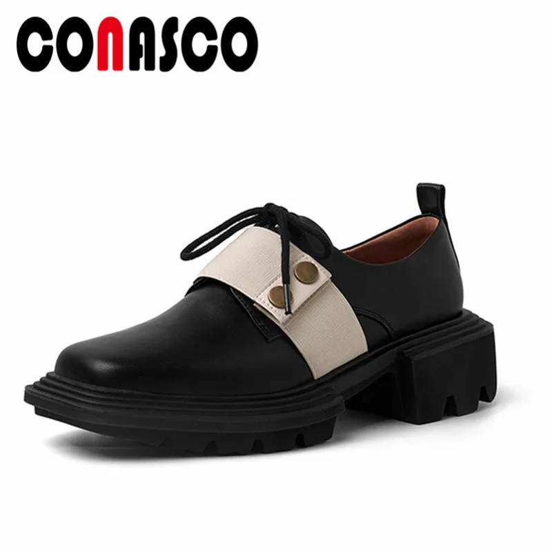 

CONASCO Classic Retro Design Women Pumps Genuine Leather High Quality Shoes Woman Spring Summer Casual Basic Office Shoes
