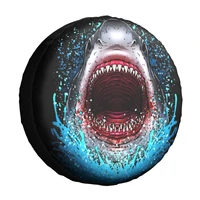 great white shark attack spare tire cover bag pouch for suzuki mitsubish animal dust proof car wheel covers 14 15 16 17 inch