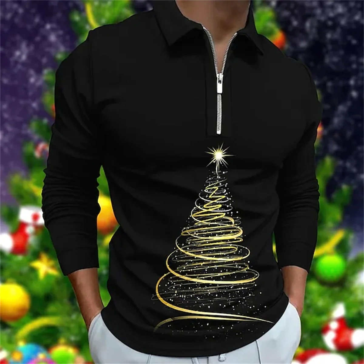 Новая Рождественская серия рубашка-поло осенняя футболка зимняя однотонная