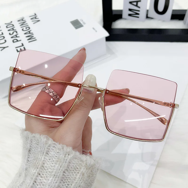 

Квадратные Солнцезащитные очки женские модные очки без оправы винтажные коричневые декоративные Роскошные солнечные очки