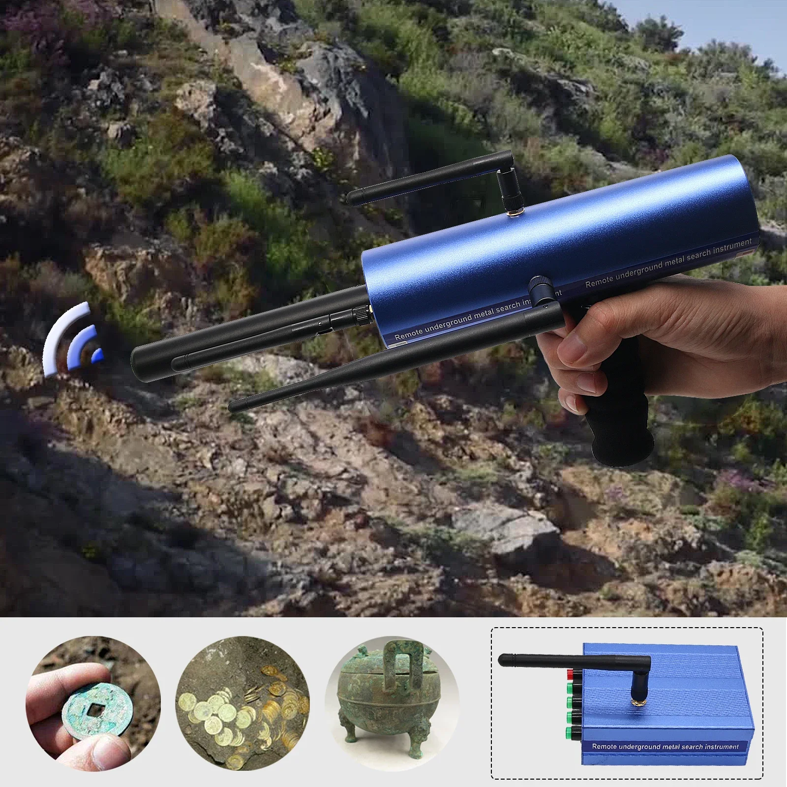 Синий металлоискатель AKS дальнего действия искатель драгоценных камней и