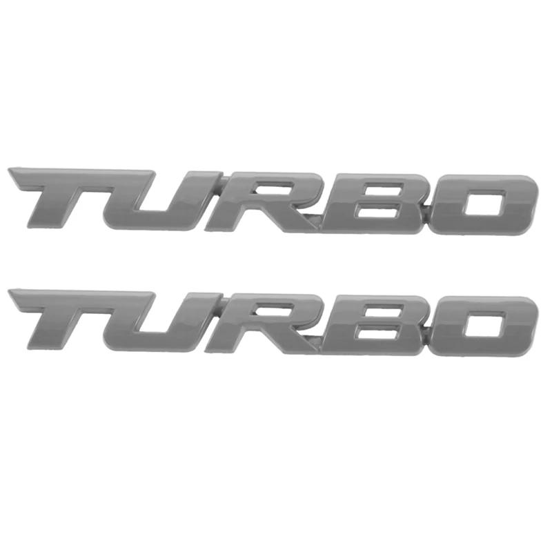 

2X TURBO Universal Car Motorcycle Auto 3D Metal Emblem Badge Decal Sticker, Silver