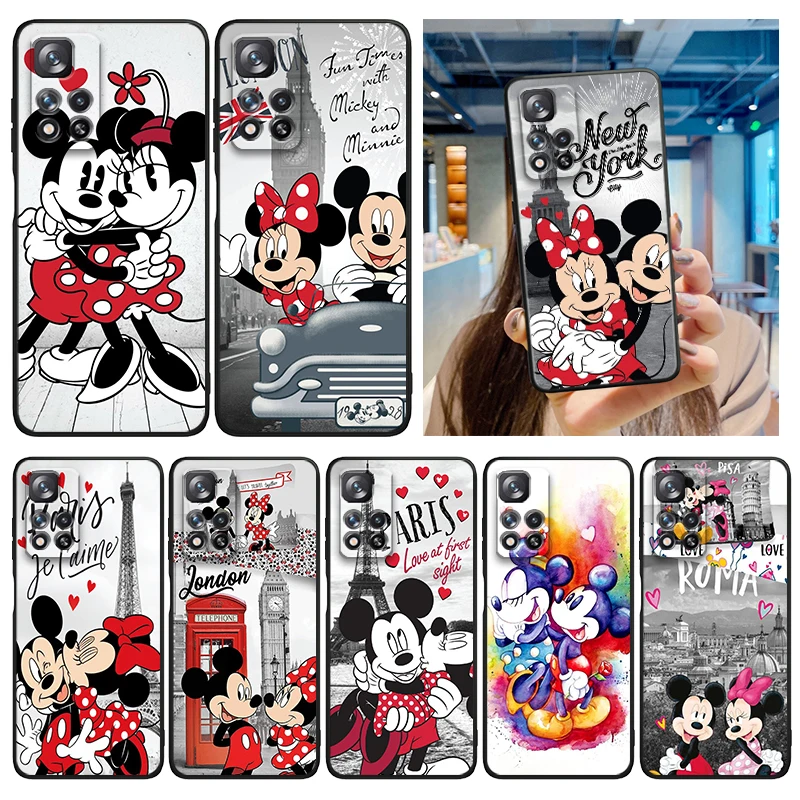 

Paris Mickey Minne Art Phone Case For Xiaomi Redmi Note 12 11E 11S 11 11T 10 10S 9 9T 9S 8 8T Pro Plus 5G Soft Black Cover
