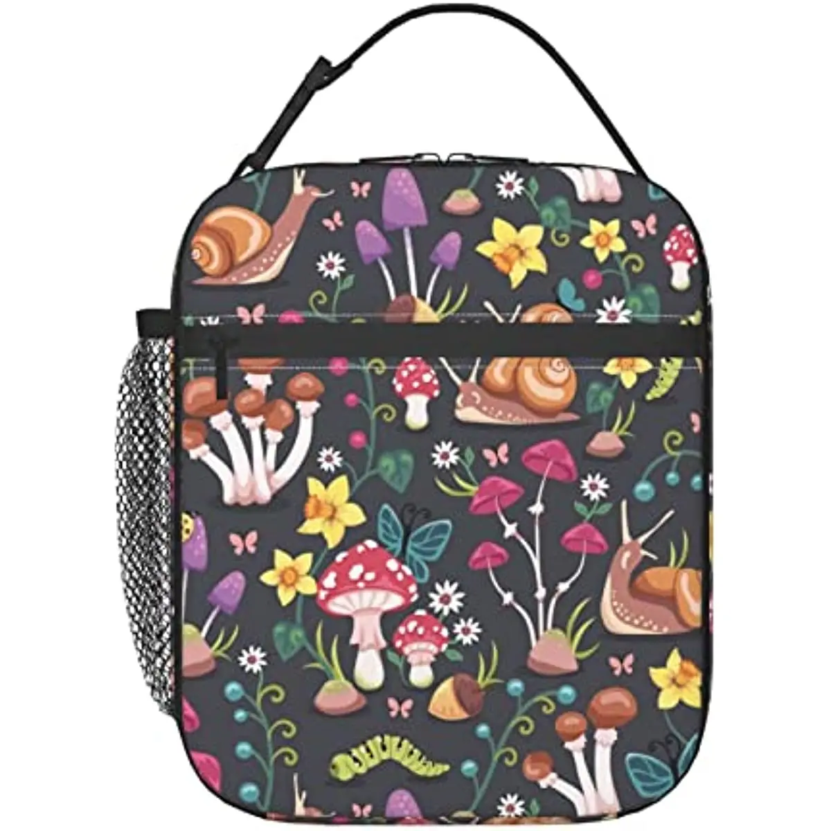 

Mushrooms And Flowers Lunch Bag Insulated Lunch Box Adults Hand Bag Lunch Box For Adult Men Women For Girls & Boys