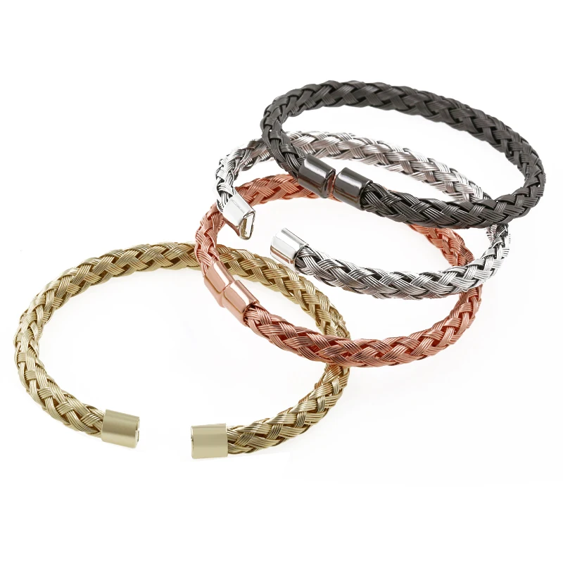 

60MM Fashion Stainless Steel Anillos Jewelry Width 5MM Braided For Woman Bracelet Bangle DIY Jewelry Making Accessorie Wholesale