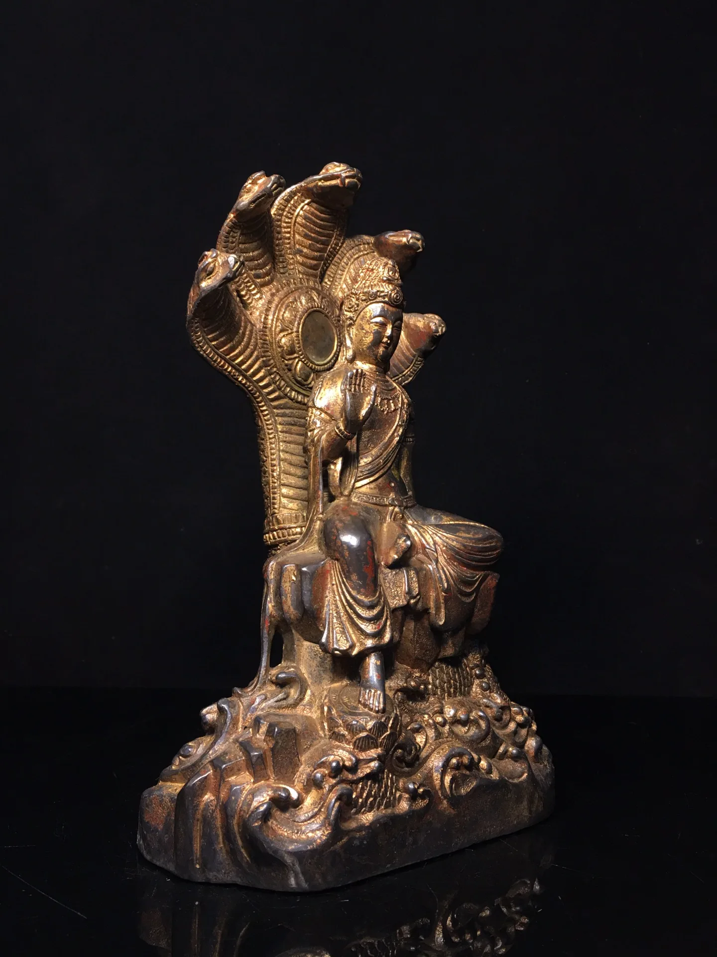 10-дюймовая коллекция тибетского храма старая бронза киноварь грязь золото