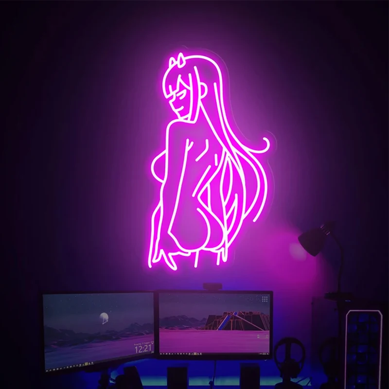 

Zero Two Neon Sign Led Aesthetic Cute Flex Light Sign for Home Room Wall Decor Anime Bedroom Decoration Party Decor Art