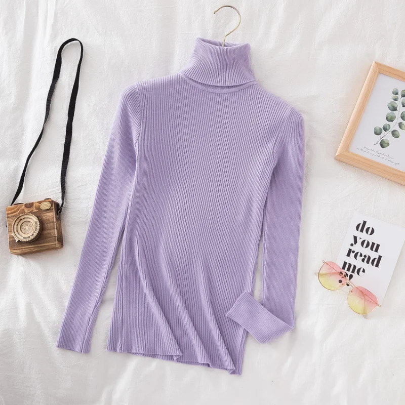 Long-sleeved Turtleneck Bottoming Shirt Solid Korean Pullover Knitted Bottoming Shirt for Women Sweater Women enlarge