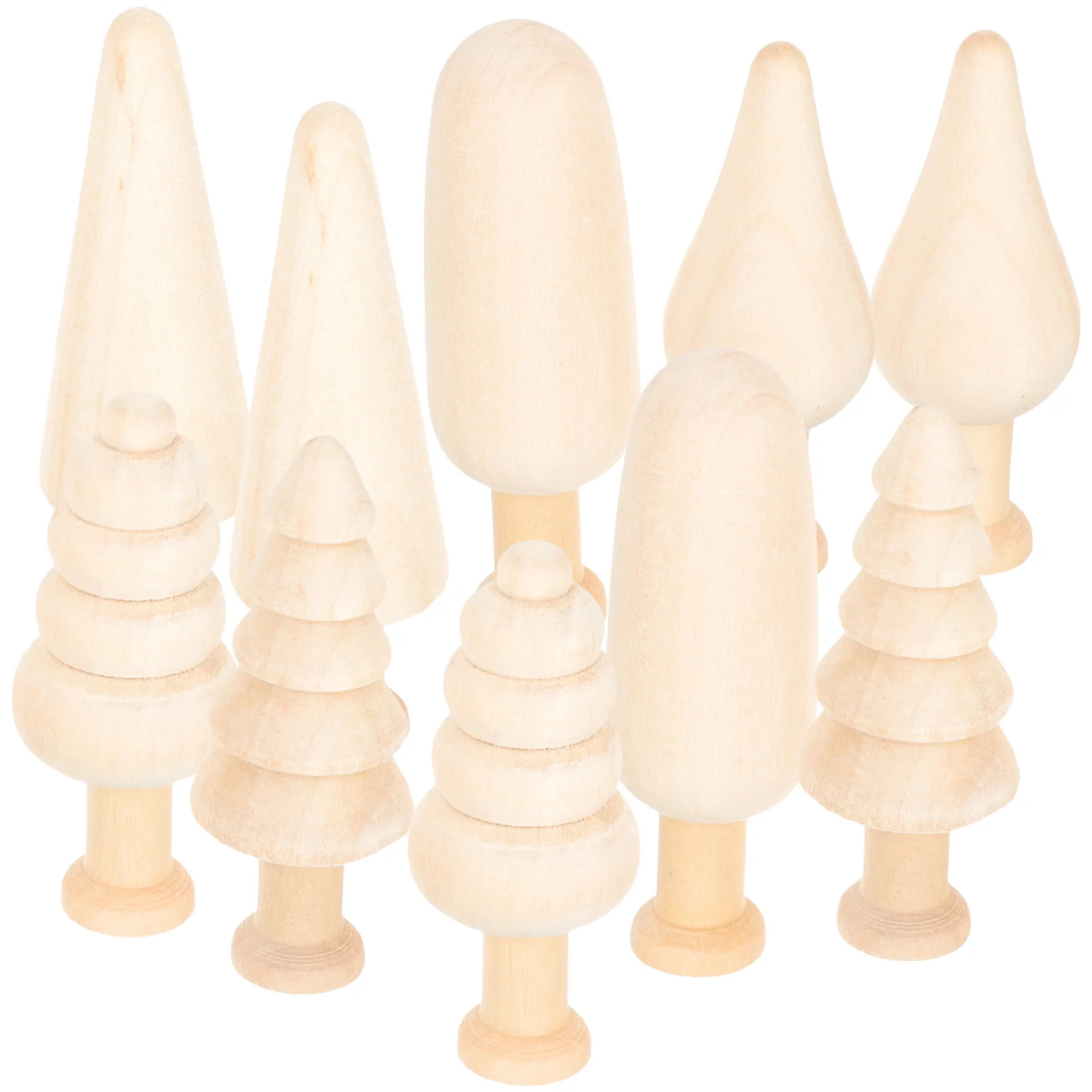 

10pcs Wooden Tree Miniature Tree Kids Painting Toy Wood Shapes Unpainted Tree Unfinished Tree Wood Tree Decor
