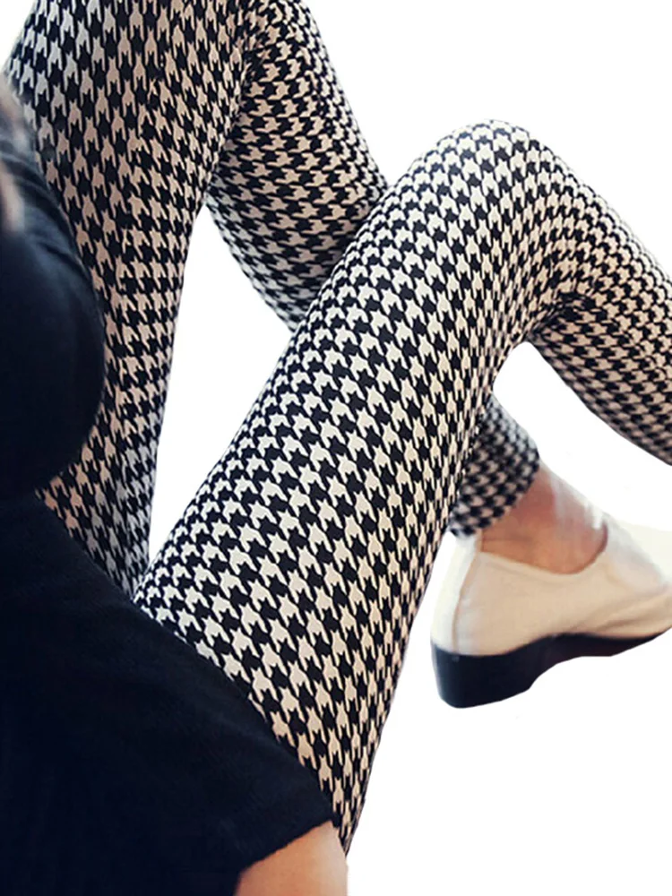 CUHAKCI Printing Leggins High Quality Legging Women Fitness Pants Elasticity Floral Stripes Grid Leggins
