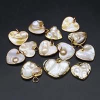 natural shell pendants heart shape gold plated mother of pearl charms good quality for jewelry making necklace earrings gifts