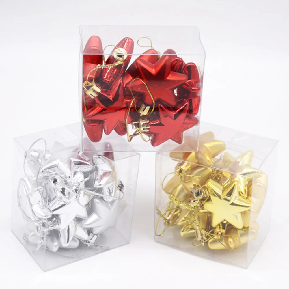 Мини-блестящий матовый шестиконечный звездный рождественский шар подвесные