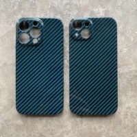 real carbon fiber phone case for iphone 13 pro max aramid glossy blue ultra thin cover for iphon13pro protective back shell