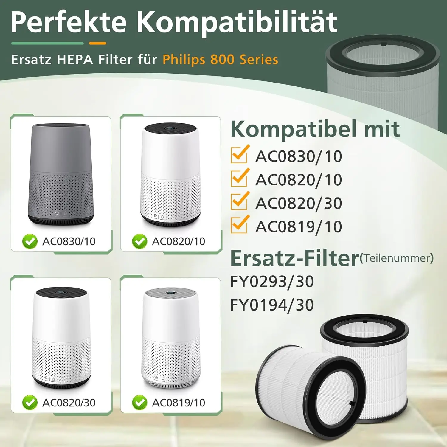 Фото Заменяет фильтр FY0194/30. Сменный HEPA-фильтр для очистителя воздуха Philips AC0830/10, AC0820/30, AC0820/10, AC0819. Высокоэффективный. №2