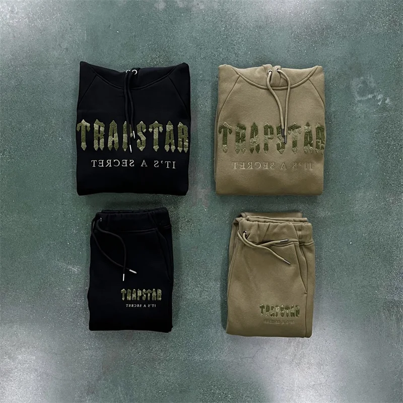 

Trapstar Sarcksuit Set London Decoding Chenille Sportswear - Army Green Embroidery 1:1 Top Quality Embroidered Women's Hoodie