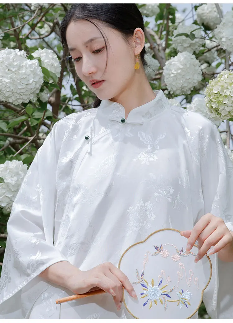 Женская однобортная блузка в китайском стиле Элегантная Дамская с цветочным
