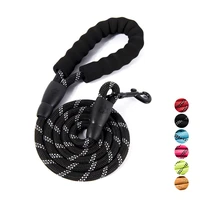 pet supplies dog hand holding rope nylon night reflective round rope pet traction belt foam handle dog chain wholesale