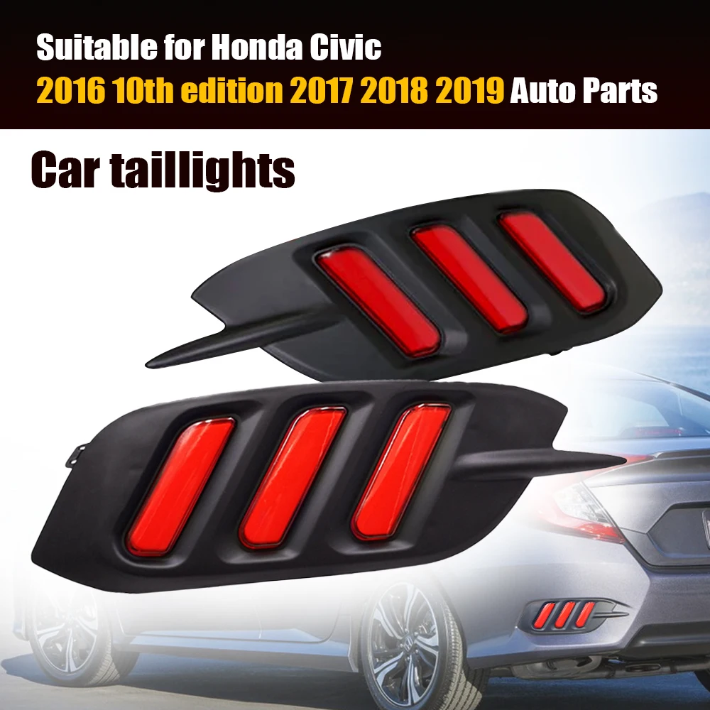 

2 шт., светодиодные лампы для заднего бампера Honda Civic 10, 2016, 2017, 2018