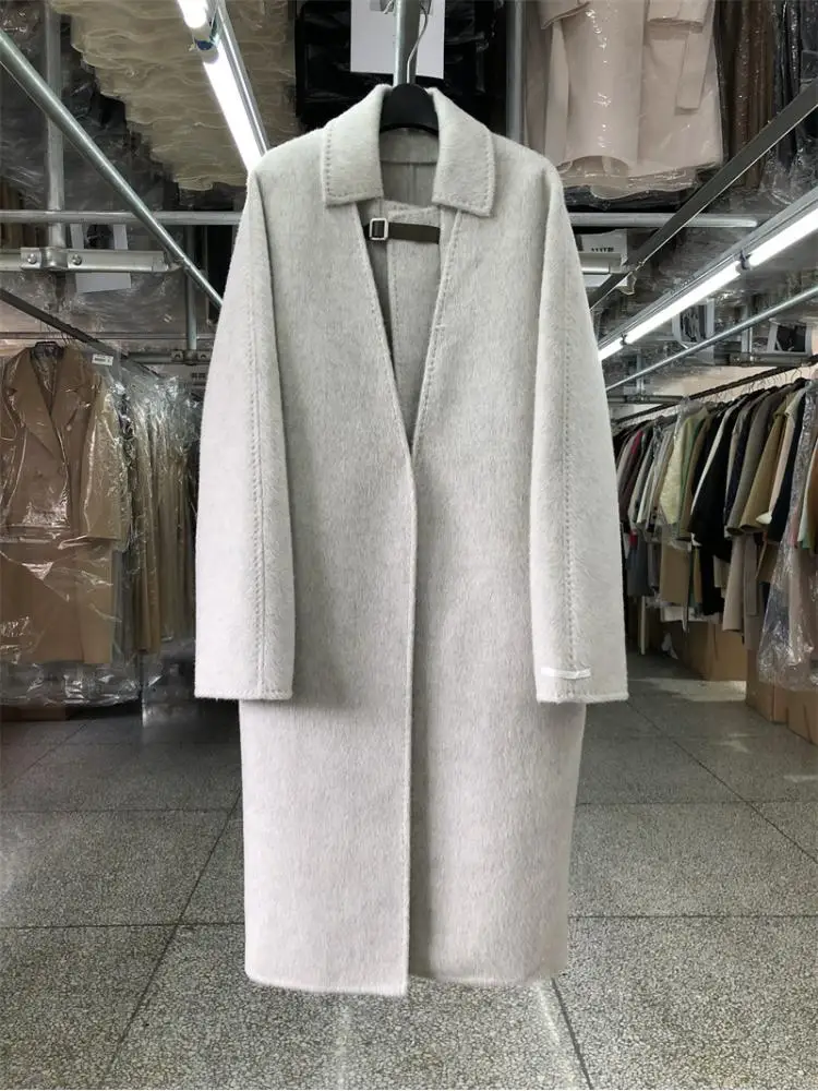 

Комплект из двух предметов, двусторонние шерстяные куртки s2023, осень/зима, Свободный жилет в Корейском стиле и длинные шерстяные пальто с V-образным вырезом, верхняя одежда