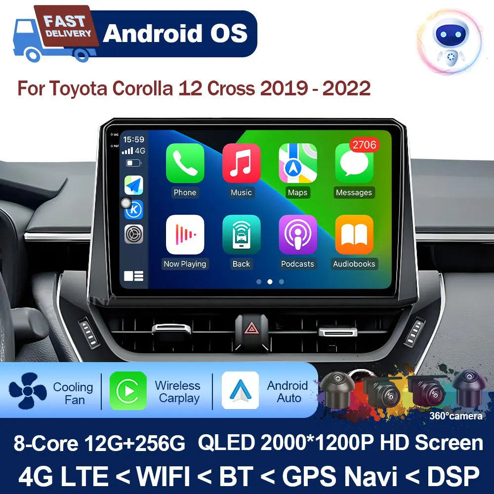 9-дюймовый сенсорный экран для Toyota Corolla 12 Cross 2019-2022 Android Автомобильный